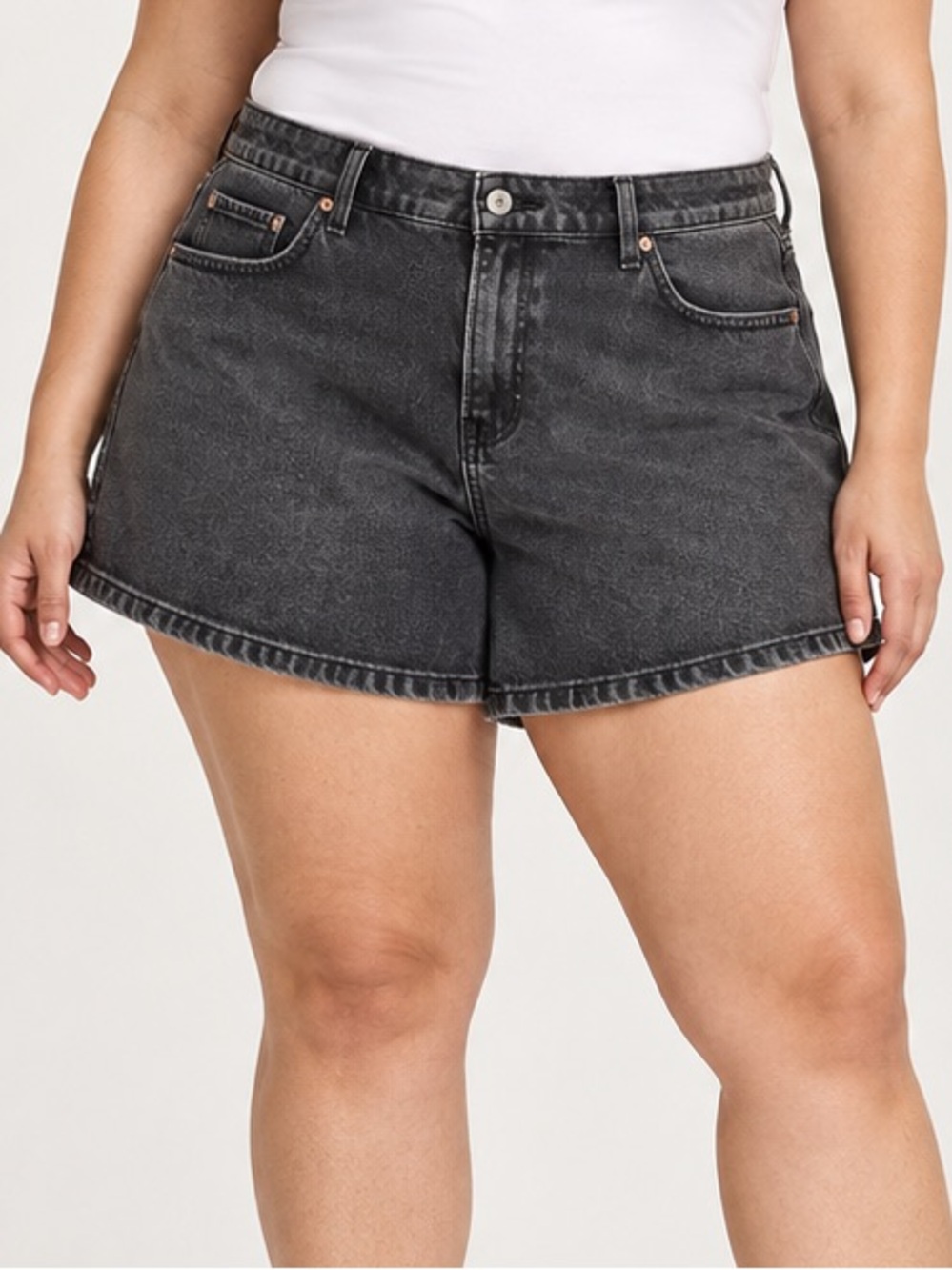 Abercrombie Black Mid Rise A Line Denim Shorts 36